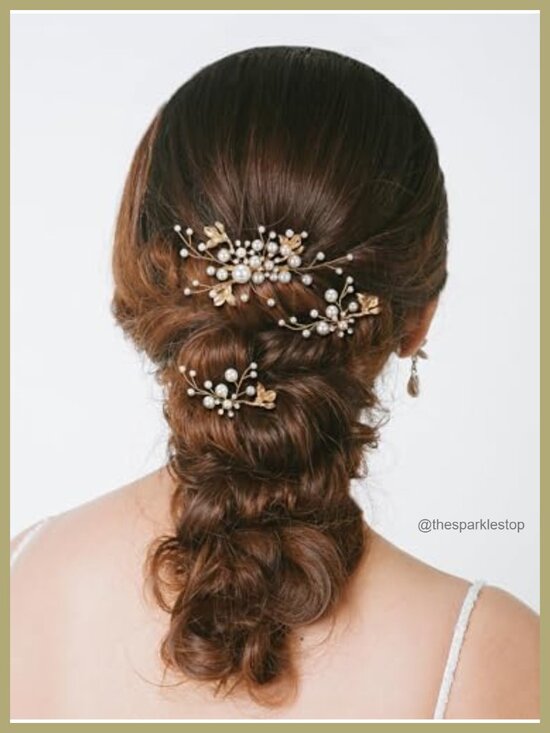 7-Piece Pearl Rhinestone Bridal Hair Comb & Pins Set main image 4